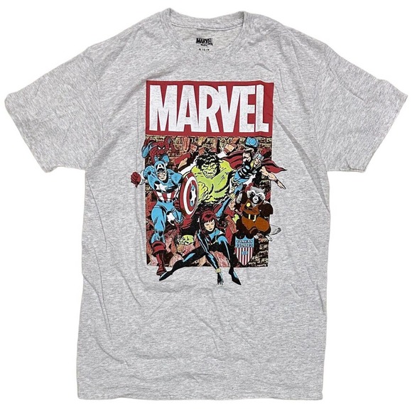 Marvel Comics Men's Spider-Man, Hulk, Iron Man, Captain America, & Thor T-Shirt - Picture 1 of 1